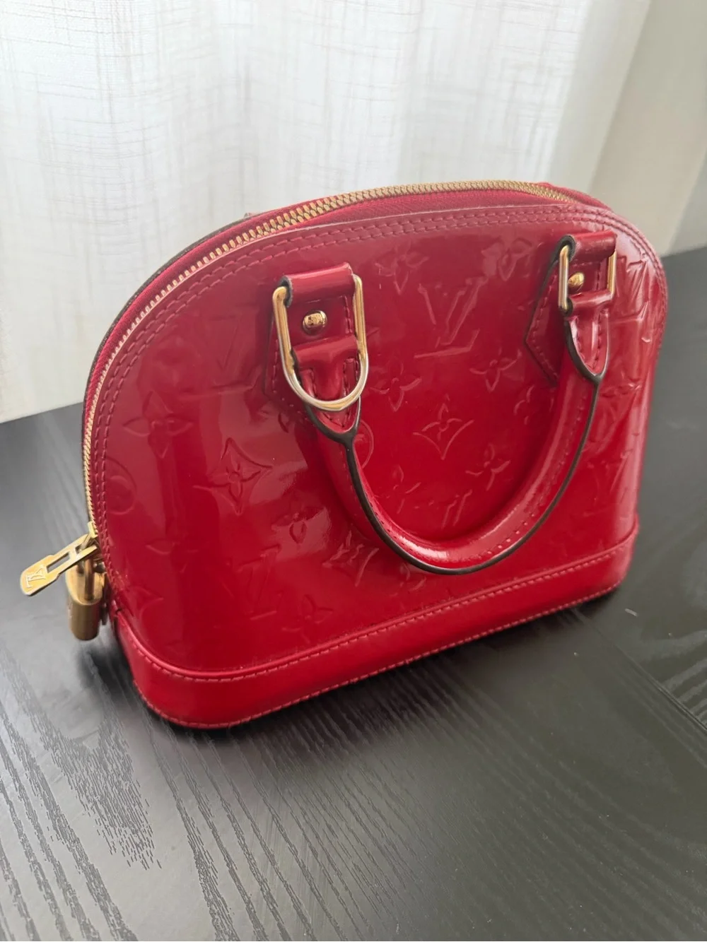 Louis Vuitton Red Vernis Alma BB Satchel